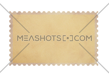 Old retro grunge style blank brown parchment paper postage stamp isolated on white background