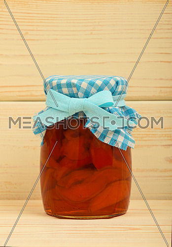 One Jar Of Quince Jam Over Vintage Wood Planks 184012 Meashots