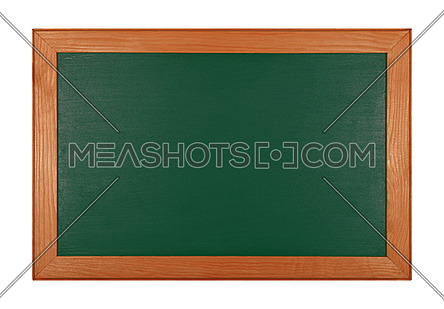 Green school chalkboard blackboard sign in brown wooden frame isolated on white background