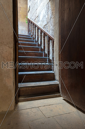 Open Wooden Door Revealing Wooden Old Staircase Going Up 209354