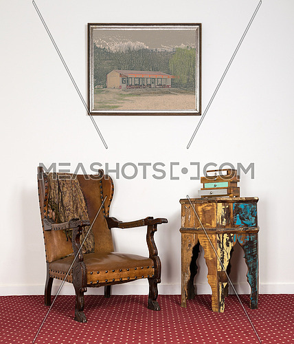 Composition Of Leather Wooden Armchair Small 41596 Meashots