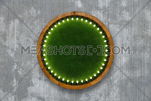 Wooden ring light frame with green grass backdrop-212278 | Meashots