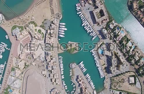 Zoom out using Drone shot flying above Al Gouna at Day 