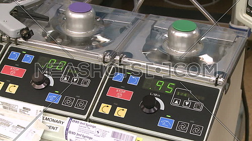 Close up shot of heart lung bypass equipment