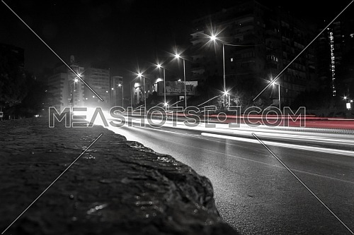 Long fot for Traffic with long exposer effect at Al dokki Bridge at night