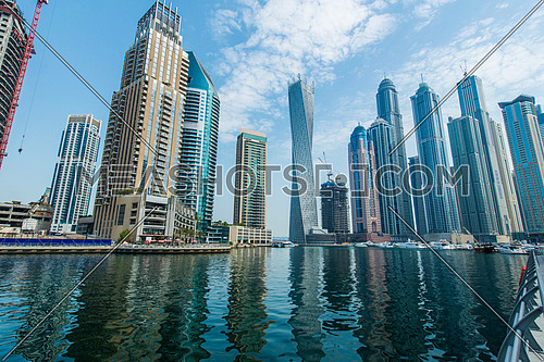 Tall Dubai Marina skyscrapers in UAE