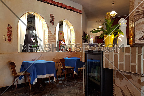 Fine Italian restaurant interior background