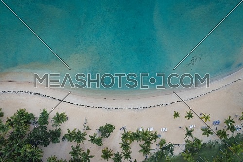 Drone shot of tropical beach.Samana peninsula,Bahia Principe beach,Dominican Republic.