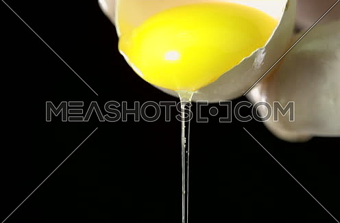 Close Up shot in Slow Motion for Yolk falling form Eggshell