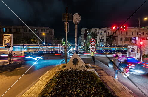 Fixed shot for traffic at Alexandria at night