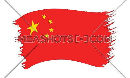 Vector illustration of brushstroke painted national flag of China Republic isolated on white background