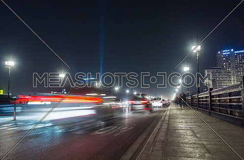 Track Left Low Angel Inside Qasr Al Nile Bridge at Night