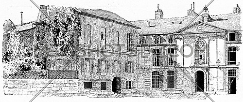 The old buildings of the Gobelins, vintage engraved illustration. Paris - Auguste VITU â 1890.