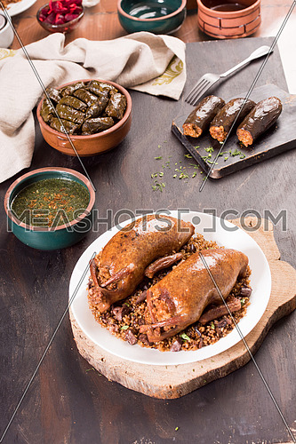 Oriental Roasted Hamam Meal with Mahshy and stuffed food