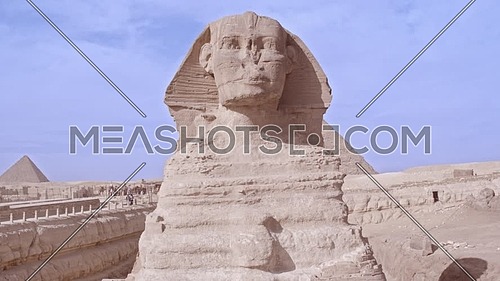 Fly over Shot Drone for The Sphinx and Menkaure Pyramid in Giza at day