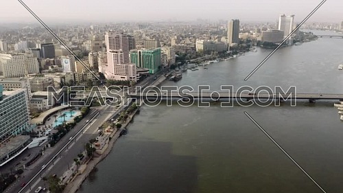 Flying over kasr elnil bridge at Nile in Cairo
