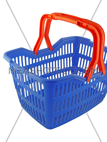 blue shopping basket on white background