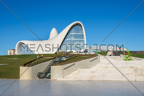 BAKU- DECEMBER 27: Heydar Aliyev Center on December 27, 2014 in Baku, Azerbaijan. Heydar Aliyev Center won the Design Museum's Designs of the Year Award in 2014
