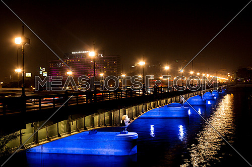 Panorama Shot for Qasr Al Nile Bridge at Night