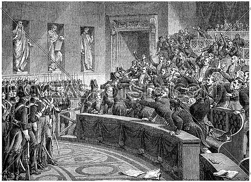 Manuel expelled from the chamber, vintage engraved illustration. History of France â 1885