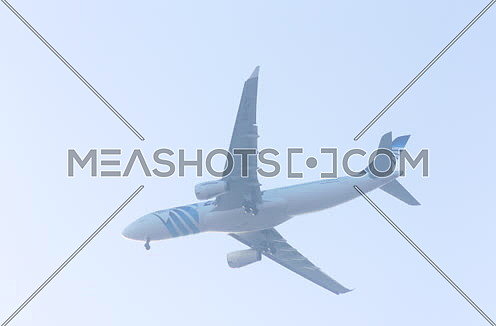 Close up Shot of Egyptair Airplane during landing