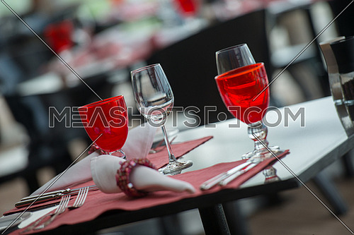table setting at modern tropical restaurant