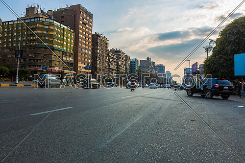 Low angel shot for traffic in Gamet Al Dowal Street at Cairo at Day