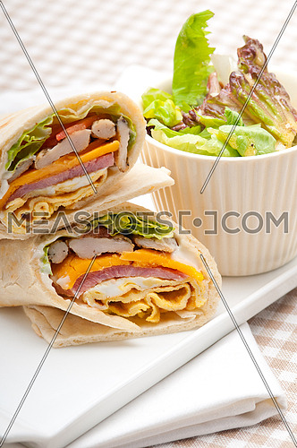 fresh and healthy club sandwich pita bread roll