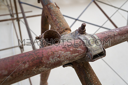Metal scaffolding rusty joint coupler