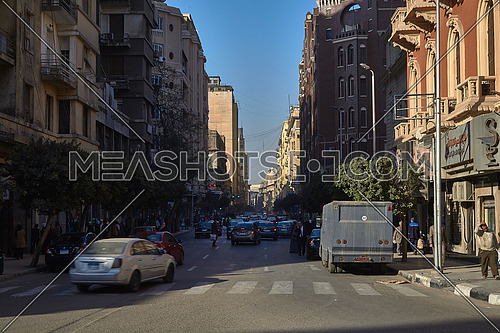 Long Shot for Traffic at Talat Harb Street at Cairo at Day