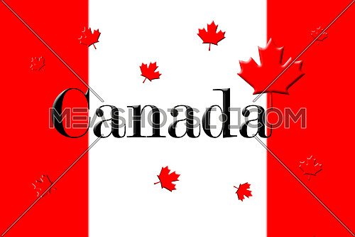 Canadian National Flag With Canada Written On It and Maple Leafs 3D Rendering