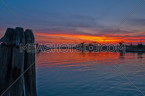 beautiful sunset on Italy Venice Burano island