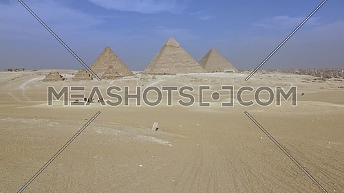 Fly over Shot Drone for The Great Pyramids of Giza in giza at day