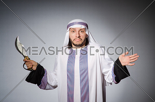 Arab man with sharp knife