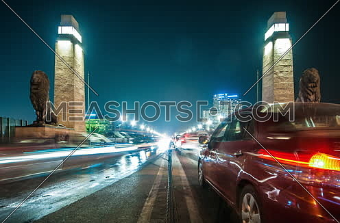 Fixed Shot for Qasr Al Nile Bridge at Night 