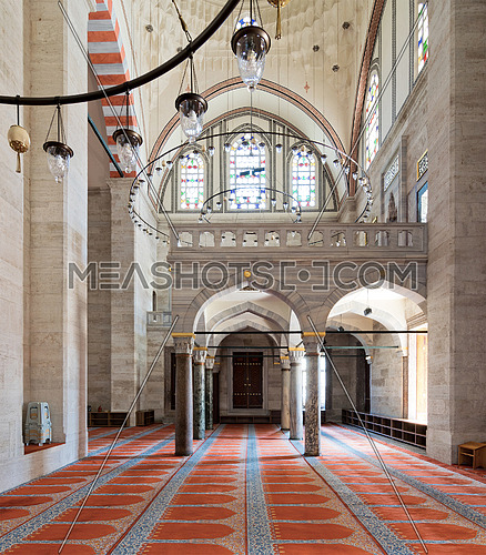 Interior shot of Sulaymaniye Mosque, the second largest mosque in Istanbul, Turkey