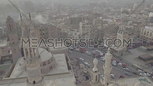 Fly in Shot for Al-Azhar Mosque reveals Cairo City by day