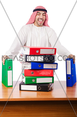 Arab businessman in business concept on white