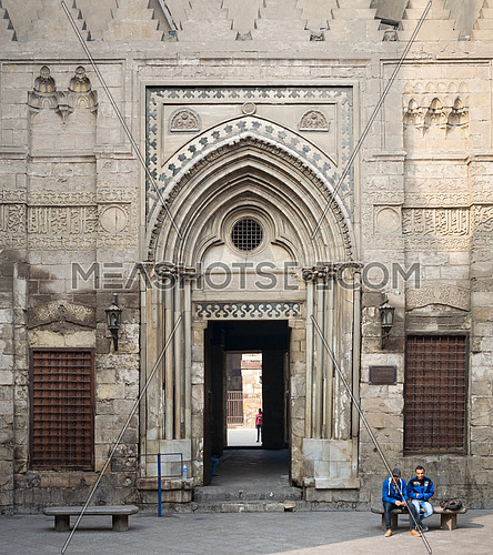 Entrance of theological school and Mausoleum of Sultan Qalawun, Moez Street, Cairo, Egypt