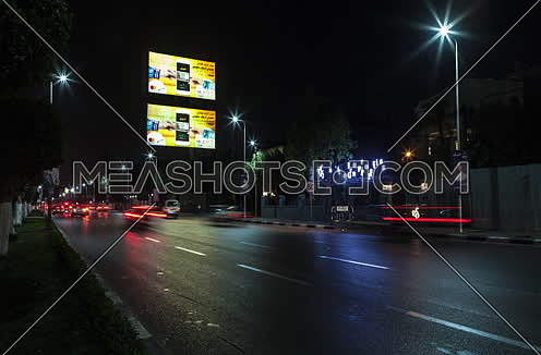 Track Right Shot for traffic at Salah Salim Street at Night