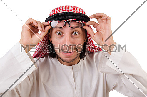 Arab man in specs  isolated on white