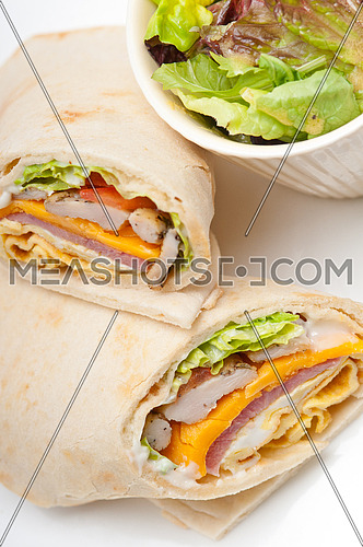 fresh and healthy club sandwich pita bread roll