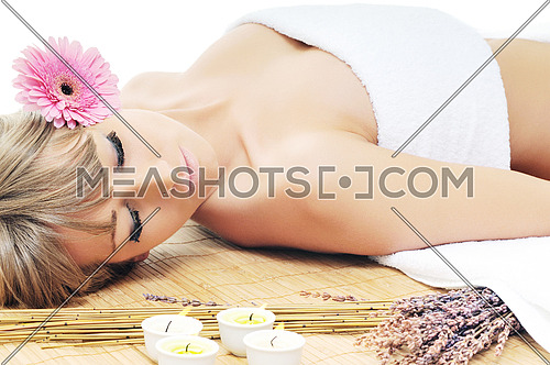 young beautiful woman  spa and beauty  treatment isolated on white