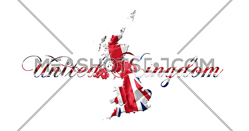United Kingdom Map With Flag On It Isolated On White Background 3D illustration