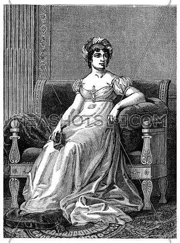 Madame de Stael, vintage engraved illustration. Industrial encyclopedia E.-O. Lami - 1875.