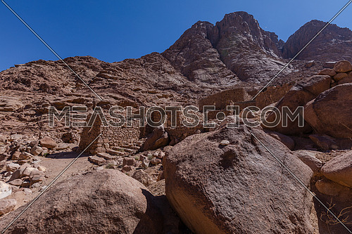long shot for Sinai Mountain from Wadi Freij at day.