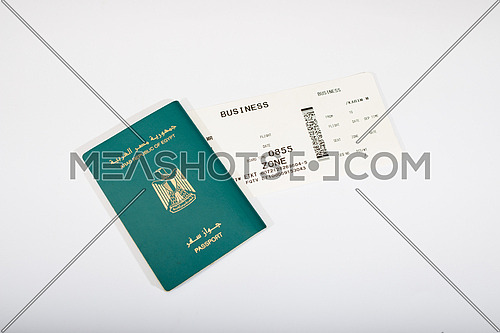 egyptian passport and boarding pass isolated on white