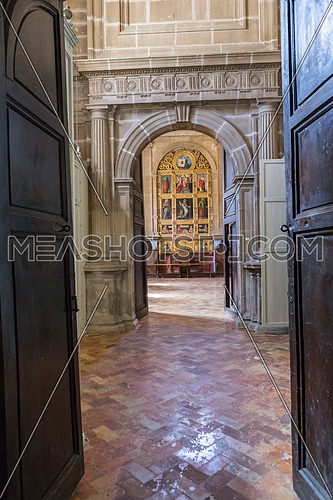 Jaen, Spain - may 2016, 2: The choir is one of the largest in Spain since it consists of 148 seats, was completed in the 18th century, the stalls are of Walnut wood, under the choir are buried numerous bishops, whose tombs are marked by marble tombstones with their names, take in Jaen, Spain