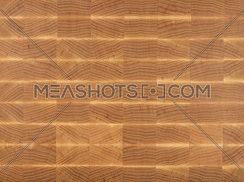 Brown ash wooden butcher chopping block, natural durable end grain hard wood cutting board texture background pattern, close up