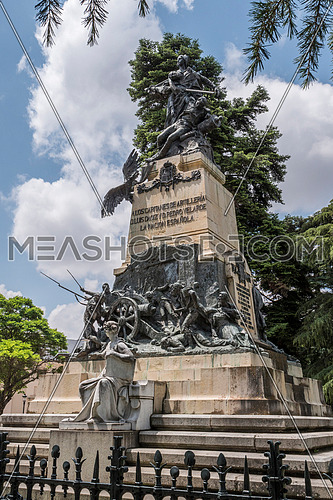 Segovia, SPAIN -  June 3: Monument to the Heroes of May 2 and homage to the captains Pedro Velarde and Luis DaoÃ­z on the day of national independence in the gardens of the Queen Victoria Eugenia of the Alcazar of Segovia